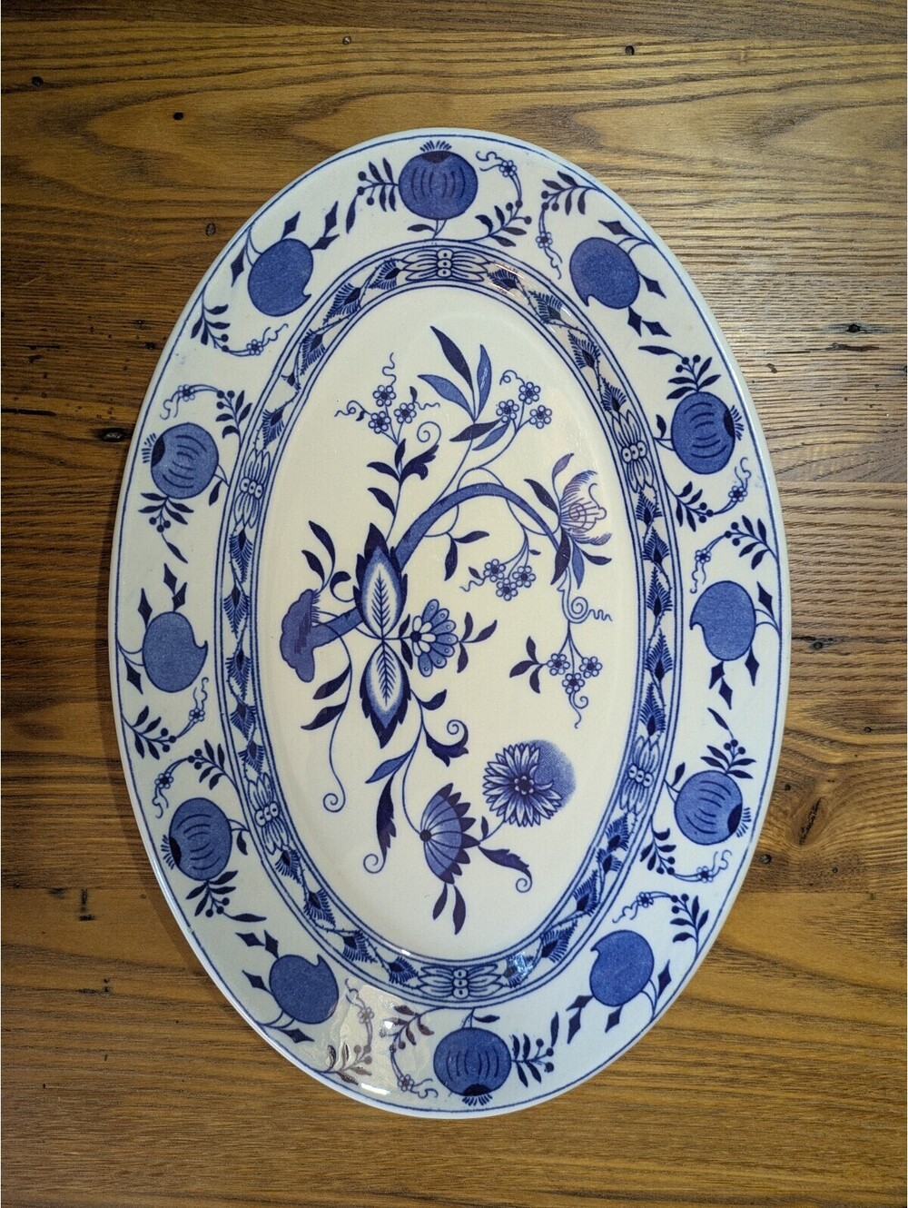 Vintage 1960s Restaurant Ware Blue Onion Oval Serving Platter - 13.5" x 9"